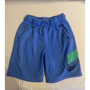 Nike Sportswear Club Fleece shorts royal blue with green Nike and black check